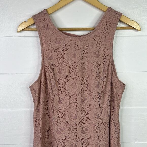 SPEECHLESS Blush Pink Lace Sleeveless Back Tie Knee Length Dress Pockets Size XL - Picture 5 of 11
